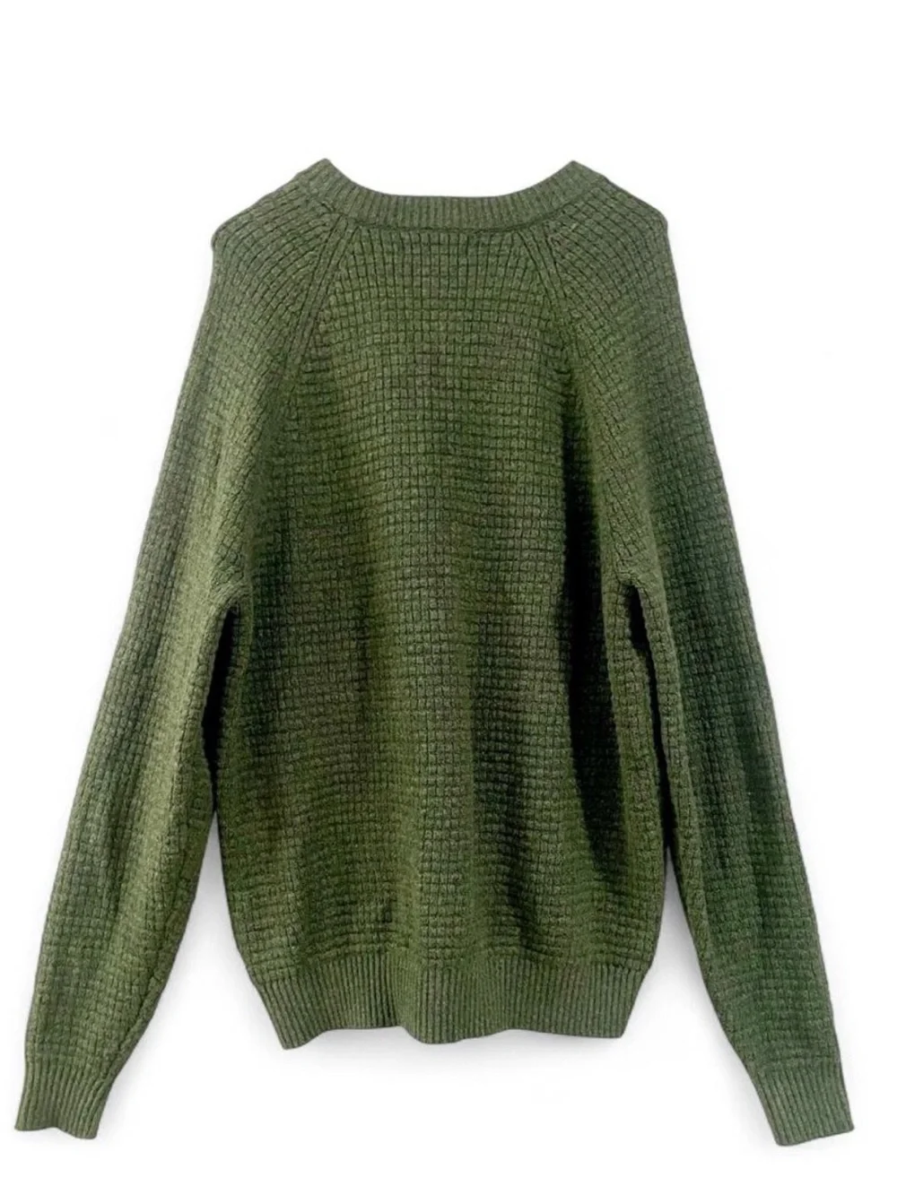 Banana Republic NWOT Medium Waffle Knit Green Crewneck Sweater MSRP $80 Gorpcore